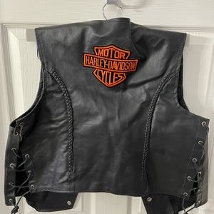Women's Leather Wear Black Lace-Up Vest Sz Med